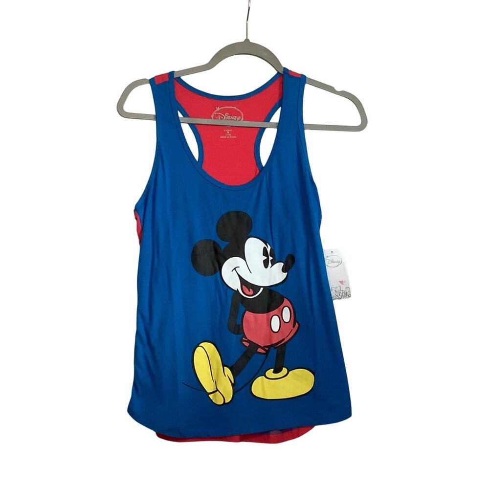 Disney Mickey Mouse Racerback Tank Top Sleepwear Women M 7/9 Cotton Blend New